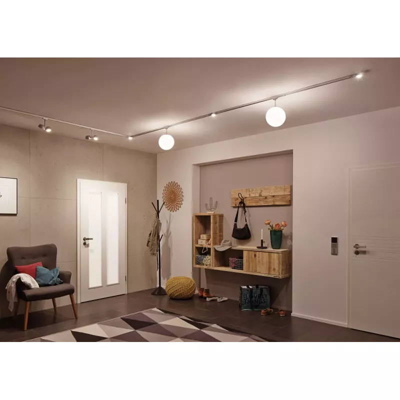 URail Track Spot Globe Individual Spot E14 max. 10W dimmable 230V Matte Chrome, Opal