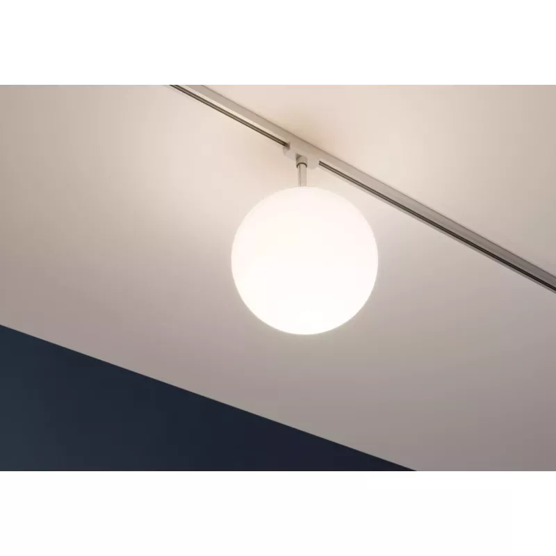 Foco individual URail Track Spot Globe E14 máx. 10W regulable 230V Cromo mate, Opal