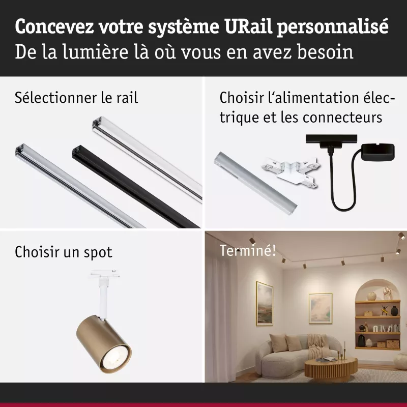 URail Spot sur rail Luxe GU10 max. 10W gradable 230V