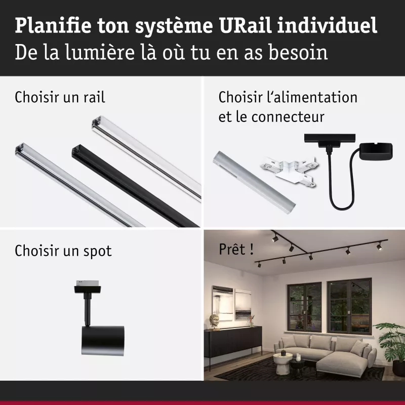 URail Spot sur rail Luxe GU10 max. 10W gradable 230V