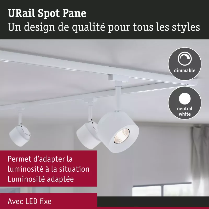 URail Track spotlight Pane 680lm 7.4W 4000K dimmable 230V Signal white
