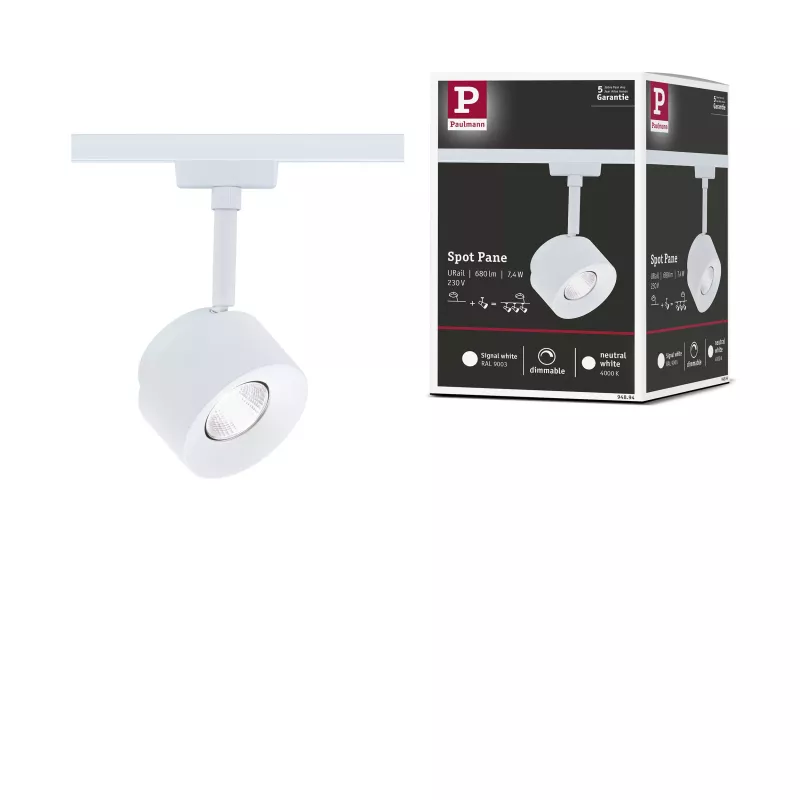 URail Track spotlight Pane 680lm 7.4W 4000K dimmable 230V Signal white