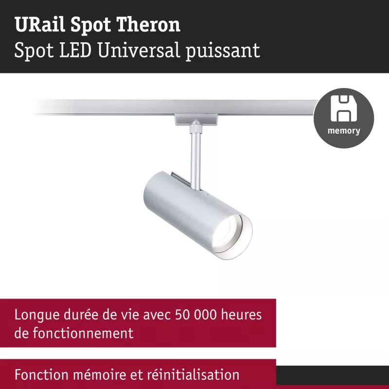 URail Spot sur rail Theron Spot individuel 1100lm 11W 4000K gradable 230V