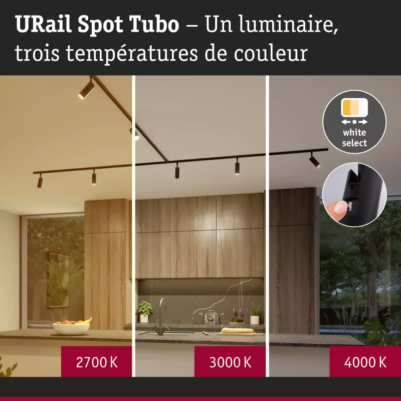 URail Track Spot Tubo Einzelstrahler 200 lm 4 W 2700–4000 K 230 V Mattschwarz