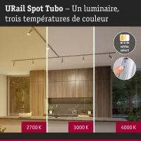 URail Spot sur rail Tubo Spot individuel 300lm 4W 2700 - 4000K 230V Chrome mat - système d'accrochage et décoration - détail 6