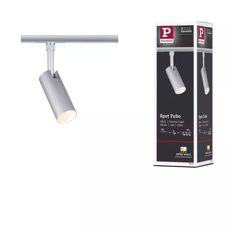 URail Schienenstrahler Tubo Einzelstrahler 300 lm 4 W 2700–4000 K 230 V Mattchrom