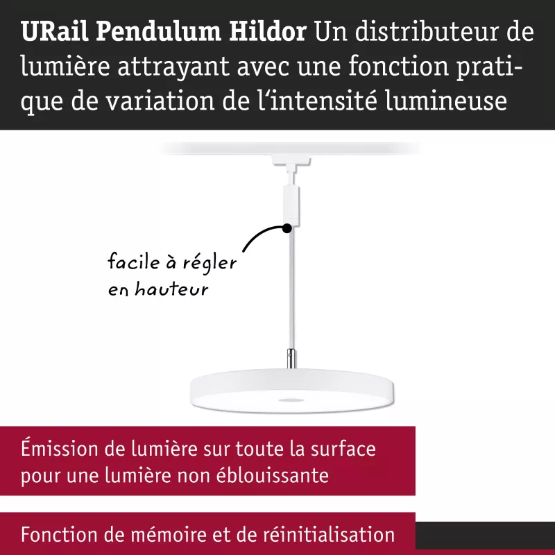 URail Suspension 3-Step-Dim Hildor 850lm 15W 3000K gradable 230V Blanc signal