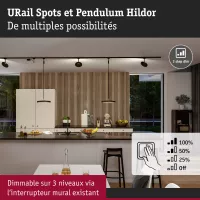 URail Suspension 3-Step-Dim Hildor 850lm 15W 4000K dimmable 230V Matt black - système d'accrochage et décoration - détail 5