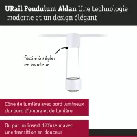 Lámpara colgante URail Aldan 750lm 8.5W 4000K regulable 230V color blanco señal - système d'accrochage et décoration - détail 5