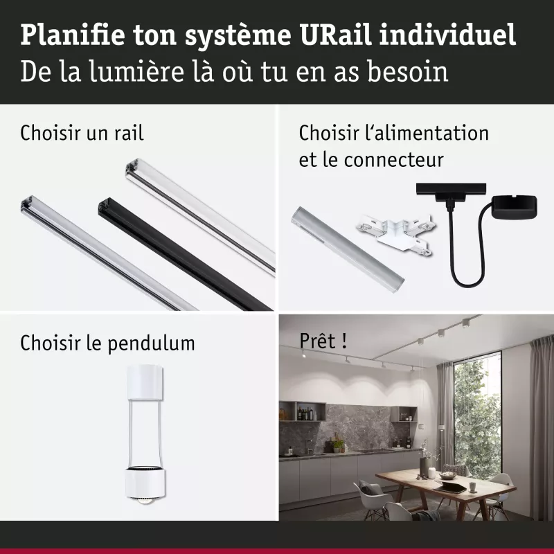 URail Suspension Aldan 750lm 8,5W 4000K gradable 230V Blanc signal