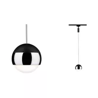 URail Pendelleuchte Capsule II 400 lm 6,3 W 2700 K dimmbar 230 V Mattschwarz, Chrom - système d'accrochage et décoration - détail 2