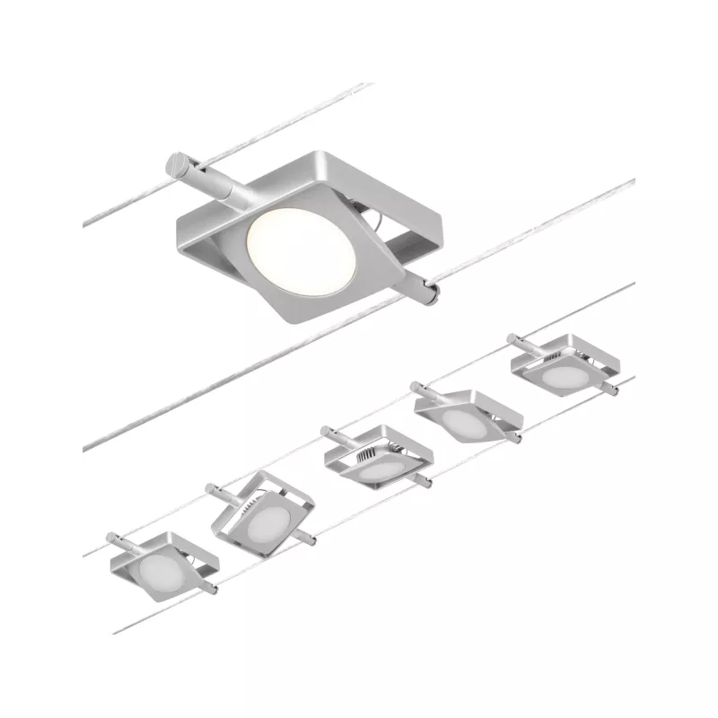 CorDuo Système sur câbles LED MacLED Kit de base 5x250lm 5x4,5W 3000K 230/12V PAULMANN 38 - Cimaise Tableau 