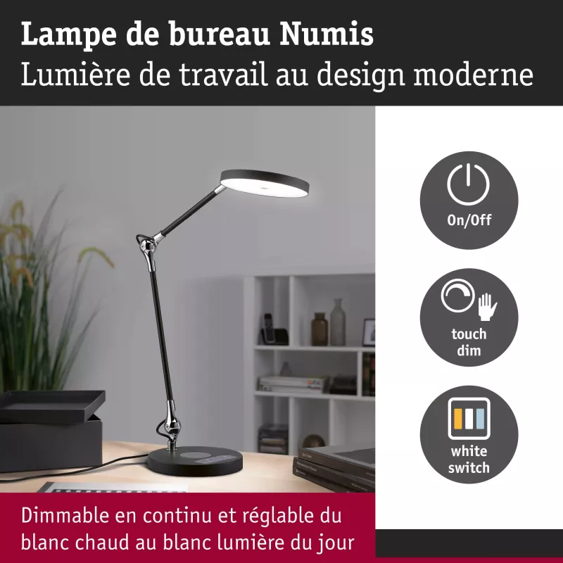Numis White Switch LED Schreibtischlampe 1000lm PAULMANN 30 - Cimaise Tableau 