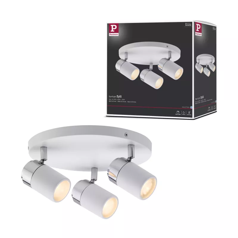 Spotlight Zyli IP44 GU10 230V max. 3x10W dimmable PAULMANN 23 - Cimaise Tableau 