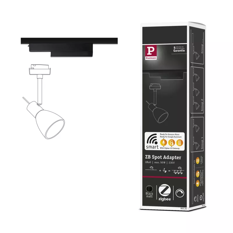 URail Smart Home Zigbee 3.0 On/Off/Dimm Rail Adapter 166x50mm PAULMANN 24 - Cimaise Tableau 