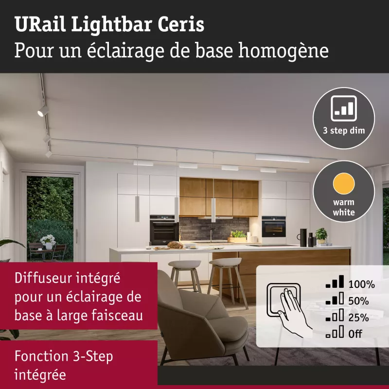 URail Lightbar 3-Step-Dim Ceris 800lm 9,5W 3000K gradable 230V