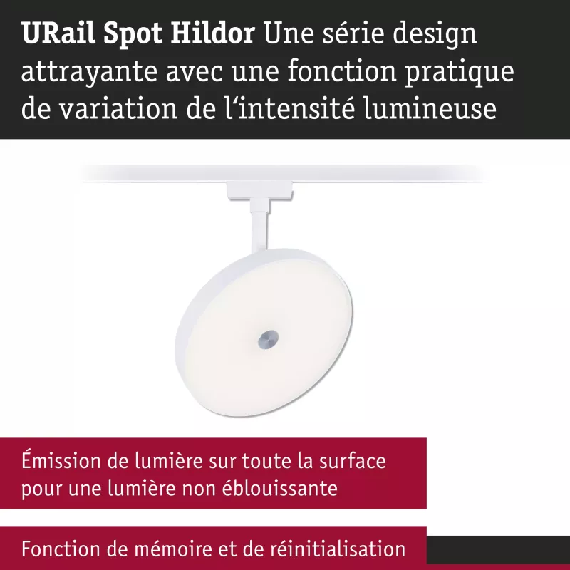 Foco para riel URail, atenuación en 3 pasos, Hildor, 850 lm, 15 W, 3000 K, regulable, 230 V PAULMANN 54 - Cimaise Tableau 
