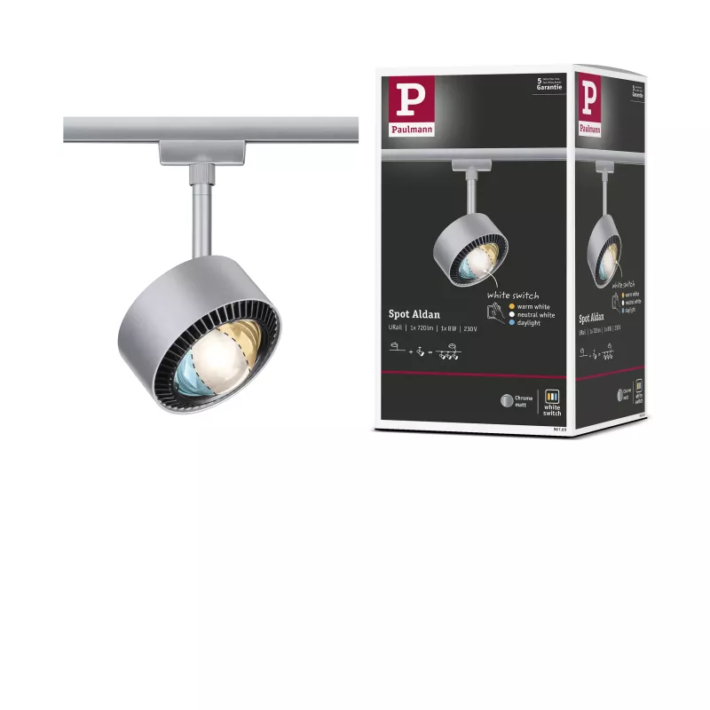 URail Schienenstrahler Aldan Einzelstrahler 500 lm 8 W Weiß Schalter 230 V PAULMANN 51 - Cimaise Tableau 