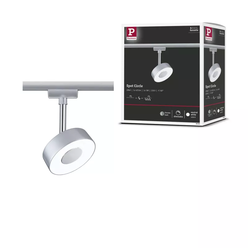 URail Schienenstrahler, rund, 270 lm, 5 W, 4000 K, dimmbar, 230 V