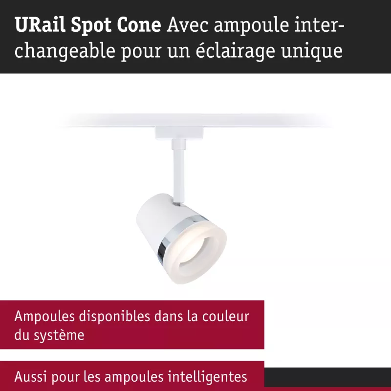 URail Track spotlight Cone Individual spot GU10 max. 10W dimmable 230V PAULMANN 36 - Cimaise Tableau 