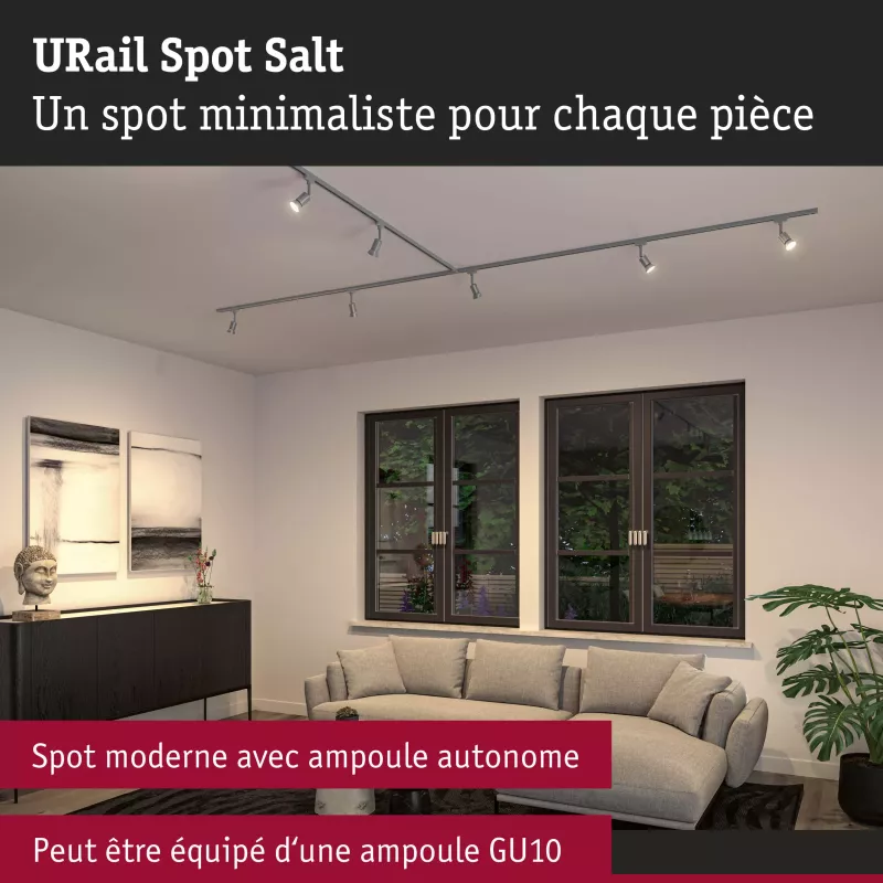 URail Spot sur rail Salt Spot individuel GU10 max. 10W gradable 230V PAULMANN 39 - Cimaise Tableau 