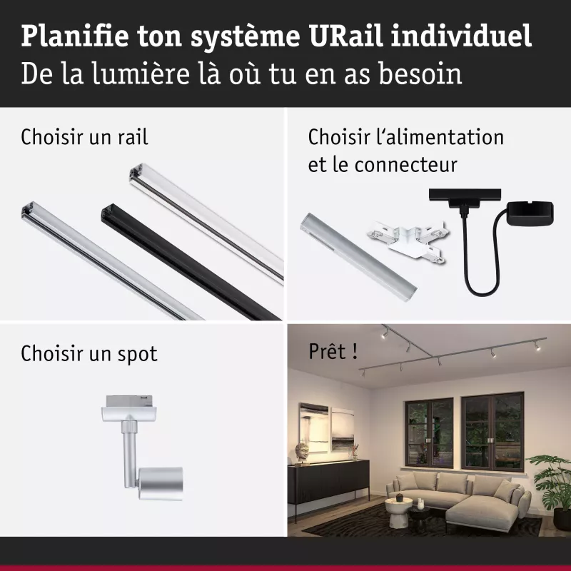URail Schienenstrahler Salt Spot, einzeln, GU10, max. 10 W, dimmbar, 230 V PAULMANN 41 - Cimaise Tableau 