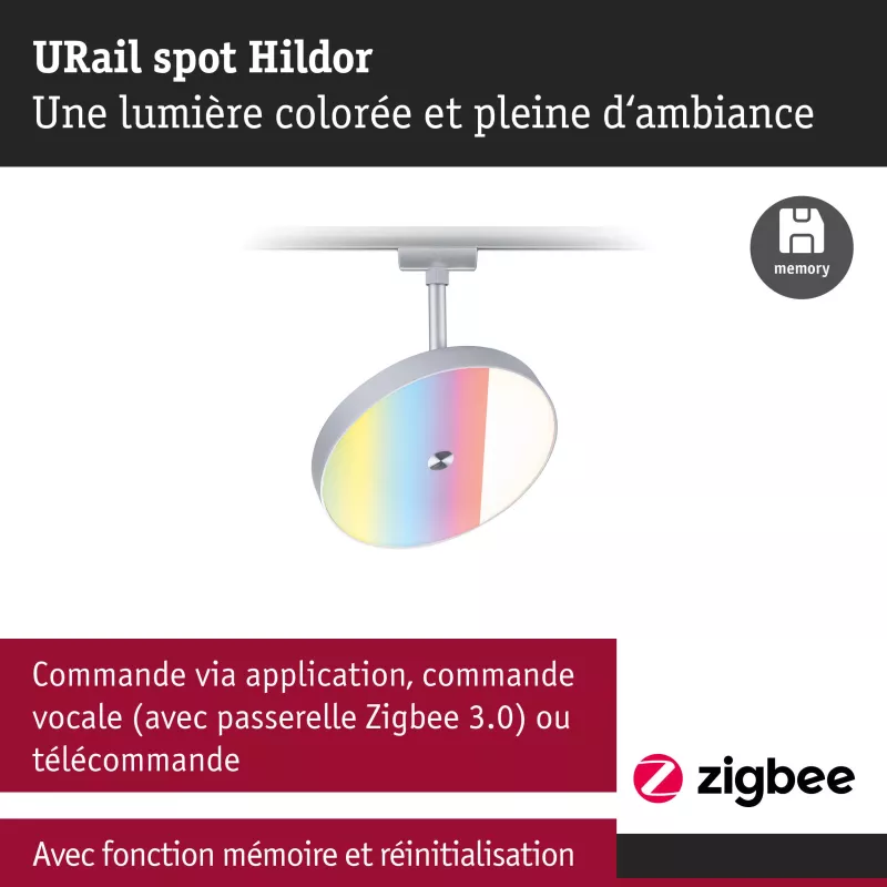 Foco para riel URail Smart Home Zigbee 3.0 Hildor RGBW 500lm 7.5W RGBW+ regulable 230V PAULMANN 37 - Cimaise Tableau 