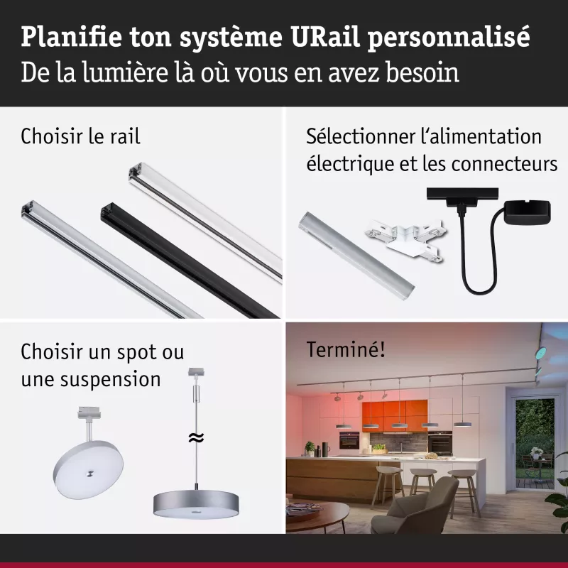 Foco para riel URail Smart Home Zigbee 3.0 Hildor RGBW 500lm 7.5W RGBW+ regulable 230V PAULMANN 38 - Cimaise Tableau 