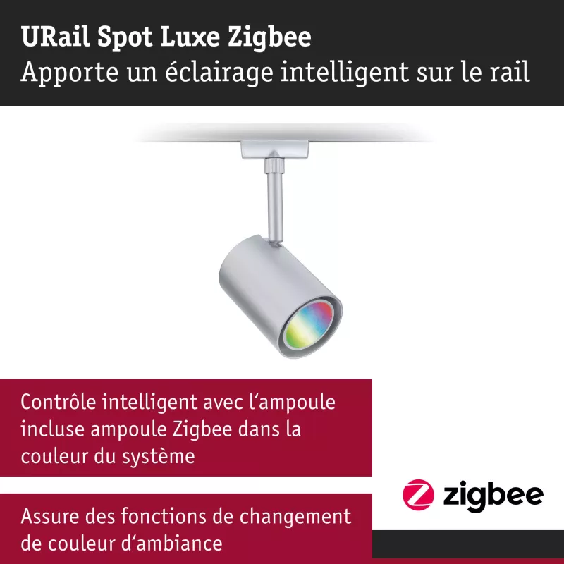 Foco para riel URail Smart Home Zigbee 3.0 Luxury GU10 350lm 4.8W RGBW+ regulable 230V