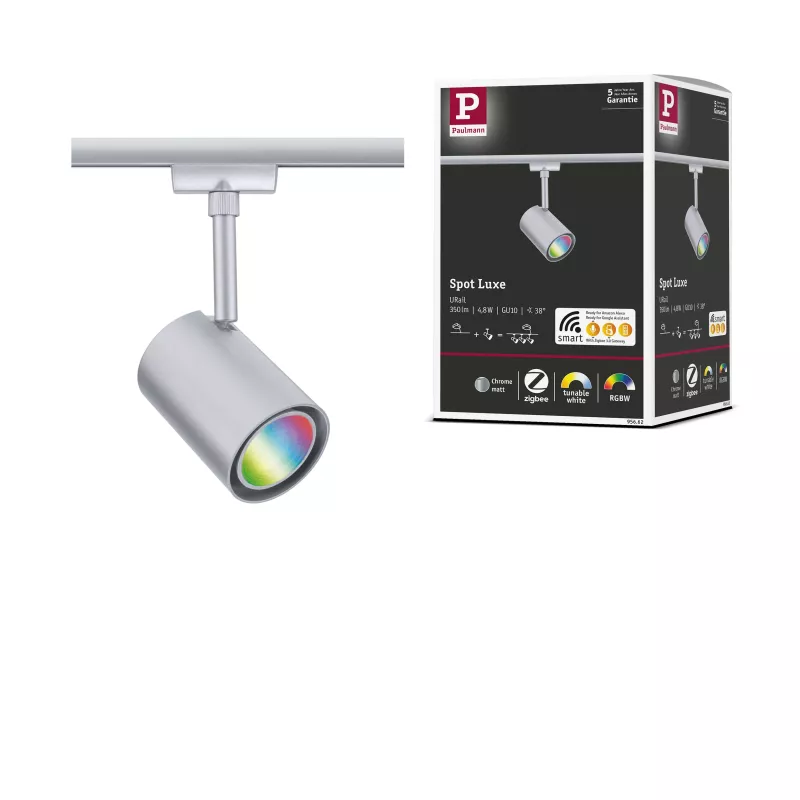 Foco para riel URail Smart Home Zigbee 3.0 Luxury GU10 350lm 4.8W RGBW+ regulable 230V