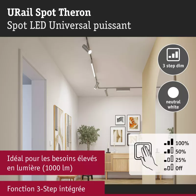URail Schienenstrahler Theron Einzelstrahler 1100 lm 11 W 4000 K dimmbar 230 V