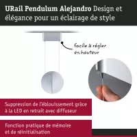 Lámpara colgante URail con atenuación en 3 pasos, modelo Alejandro, 800 lm, 10 W, 3000 K, regulable, 230 V. - système d'accrochage et décoration - détail 5