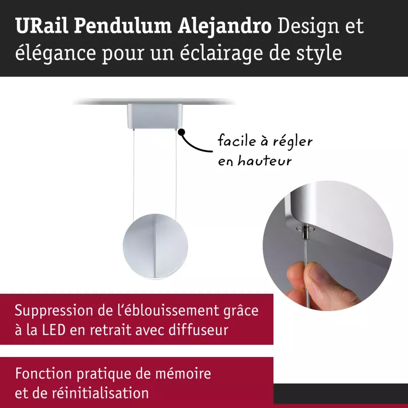 Lámpara de suspensión URail con atenuación en 3 pasos, Alejandro, 800 lm, 10 W, 4000 K, regulable, 230 V