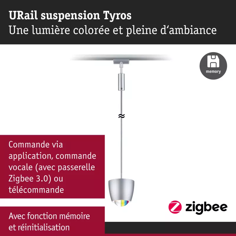 URail Suspension Smart Home Zigbee 3.0 Tyros RGBW 200lm 4.5W RGBW+ dimmable 230V PAULMANN 39 - Cimaise Tableau 