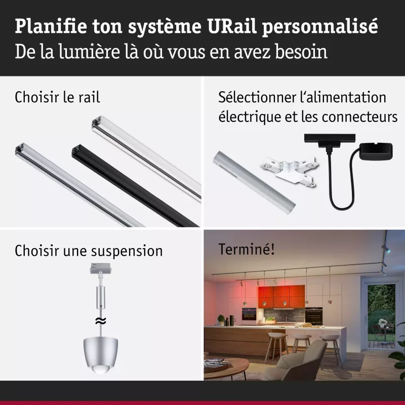 URail Suspension Smart Home Zigbee 3.0 Tyros RGBW 200lm 4,5W RGBW+ gradable 230V PAULMANN 40 - Cimaise Tableau 