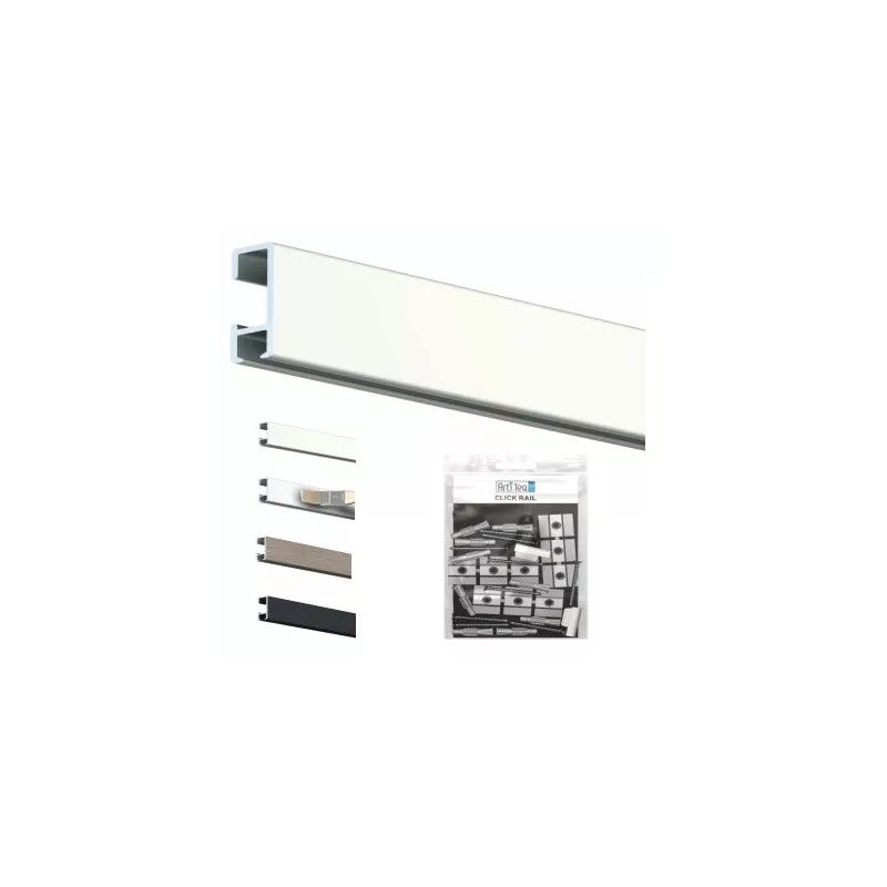 Barra para sillas con carril click + clips de fijación + tornillos y tacos - artiteq picture rails ARTI TEQ 8 - Cimaise Tableau 