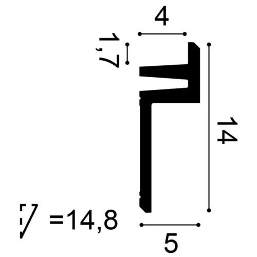 C382 Illuminazione indiretta Purotouch L200 x H14 x L5 cm ORAC DECOR 3 - Cimosa Quadro