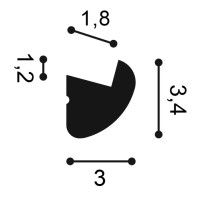 CX188F ORAC Cornice flessibile Durofoam L200 x H3,4 x L3 cm ORAC DECOR 3 - Cimasa per Tavolo