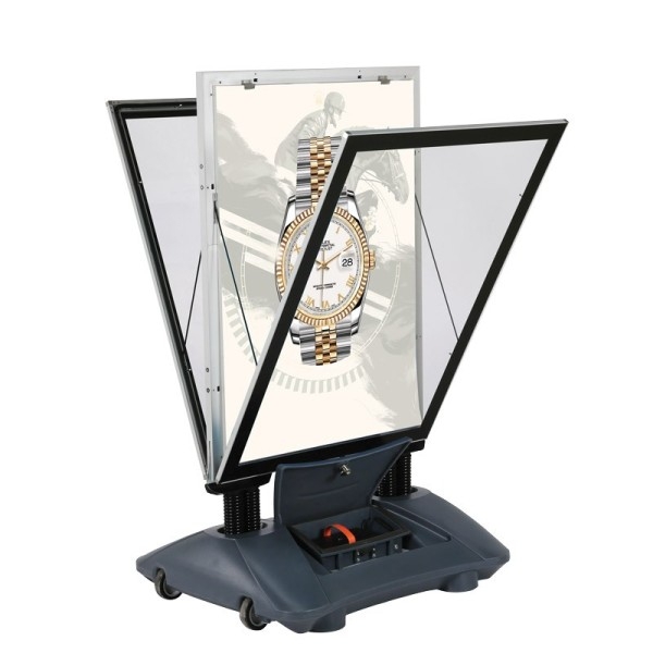 Stop trottoir Wind Pro A1, avec éclairage à LED et pied flotta M&T DISPLAYS 2 - Cimaise Tableau