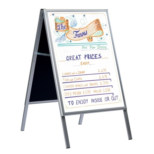 Chevalet de trottoir A-board blancboard aluminum frame 600 x 800 M&T DISPLAYS 2 - Cimaise Tableau 