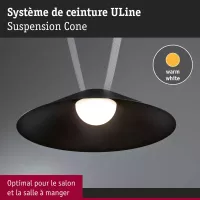 ULine - Lámpara colgante LED cónica de 560 lm, 12 W, 350 mm, 3000 K, color negro - Paulmann - système d'accrochage et décoration - détail 5