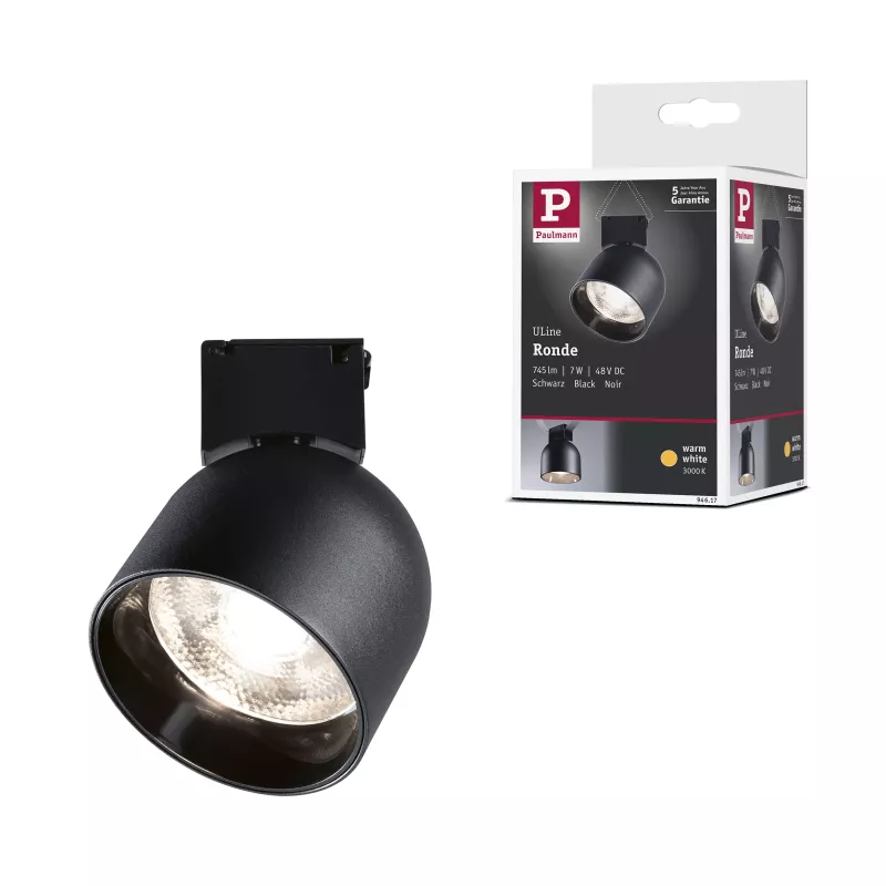 ULine - Foco LED redondo de 405 lm, 7 W, 85 mm, 3000 K, negro - Paulmann