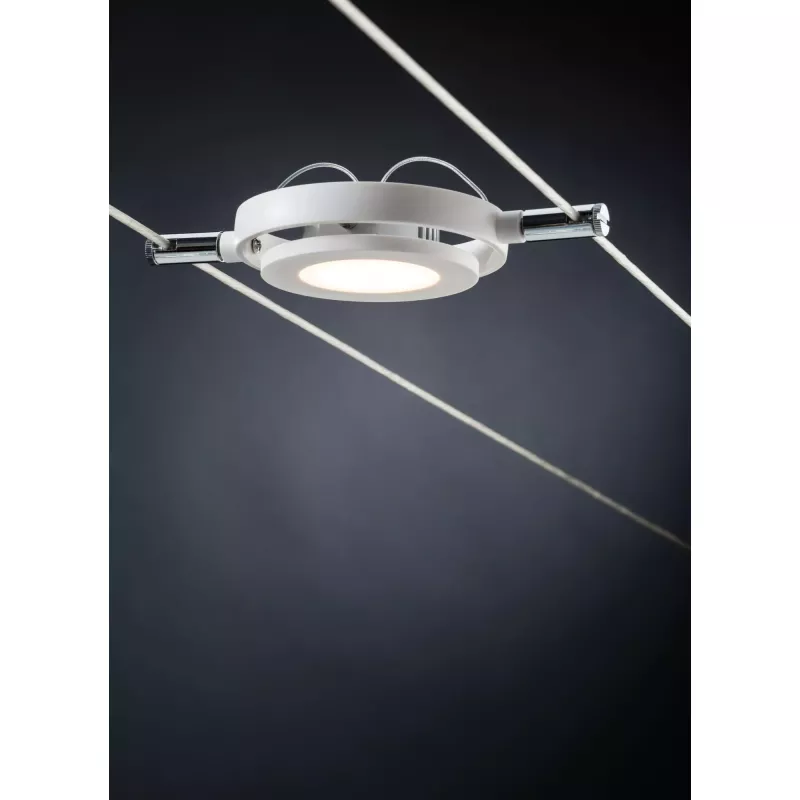 Kit básico de sistema de cable LED RoundMac 6x200lm 6x4,3W 2700K 230/12V Blanco esmerilado - Paulmann