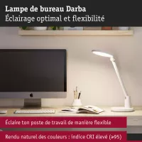 Darba LED Schreibtischlampe 4000K 1150lm 15W Mattweiß - Paulmann - système d'accrochage et décoration - détail 3