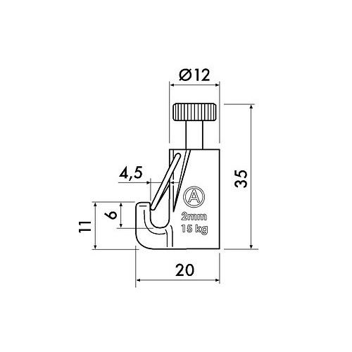 Gancio autobloccante da 15 kg con sistema di sicurezza - sospensione per cornici per quadri ArtiTeq 2 - Cimasa per quadri