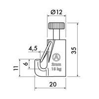 Gancho autoblocante 15 kg con sistema de seguridad - suspensión para rieles de cuadros artiteq ARTI TEQ 2 - Cimaise Tableau 
