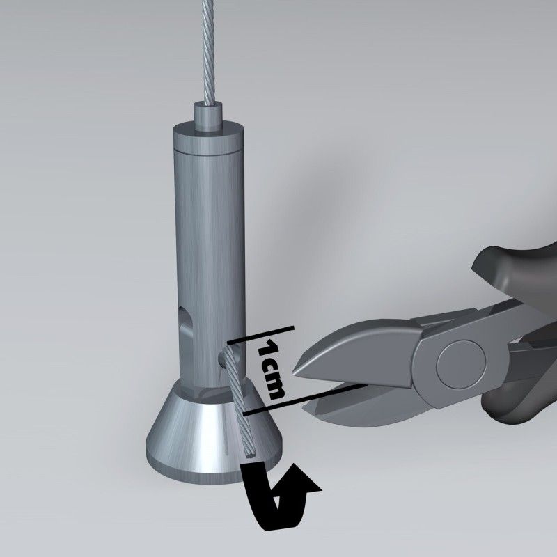 KIT CAVO IN ACCIAIO 2 MM 400 CM FISSO CON CLIP E ARTI TEQ 3 - Cimaise Tableau 