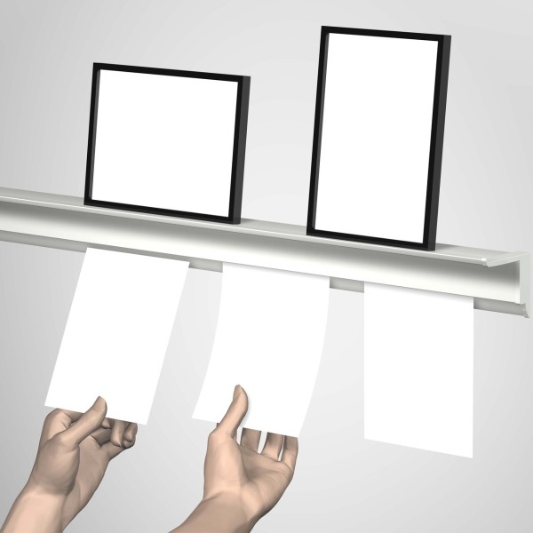 INFO RAIL + BLANC 200 CM (INCLUT MATÉRIEL DE FIXATION, EMBOUTS DE RAIL ET 4X MOUSE MAGNETS BLANC) ARTI TEQ 6 - Cimaise Tableau 