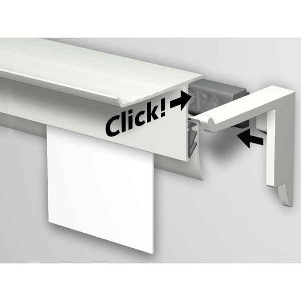 INFO RAIL + BLANC 200 CM (INCLUT MATÉRIEL DE FIXATION, EMBOUTS DE RAIL ET 4X MOUSE MAGNETS BLANC) ARTI TEQ 8 - Cimaise Tableau 