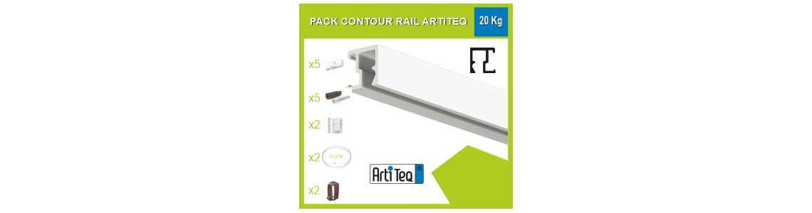 Kit de rieles para cuadros Artiteq Contour Rail de 20 kg